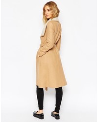 Asos Collection Coat With Waterfall Front And Belt
