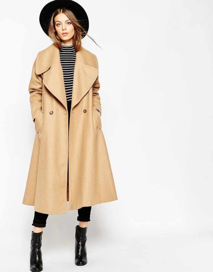 Asos Collection Midi Swing Trapeze Coat With Extreme Collar, $161 ...