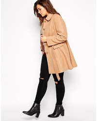 Asos Curve Fit Flare Coat With Belted Waist