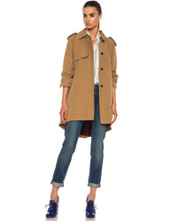 Band Of Outsiders Cutaway Trench Cotton Blend Coat In Tan