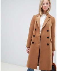 Warehouse Double Breasted Coat In Camel