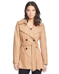 Via Spiga Double Breasted Wool Blend Trench Coat
