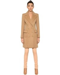 Balmain Double Breasted Wool Cashmere Coat