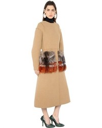 Marni Double Wool Gabardine Fox Fur Coat