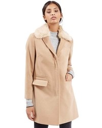 Topshop Mia Faux Fur Collar Slim Fit Coat