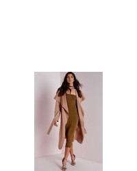 Missguided Belted Waterfall Coat Camel
