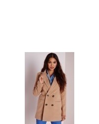 Missguided Double Breasted Tailored Wool Coat Camel