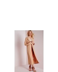 Missguided Long Sleeve Maxi Duster Coat Camel