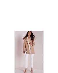 Missguided Short Faux Wool Coat Camel