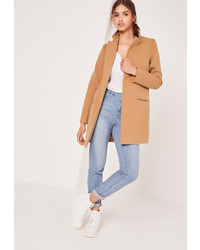 Missguided Short Tailored Wool Coat Camel