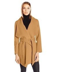 Nanette Lepore Double Faced Wool Blend Wrap Coat With Patch Pockets