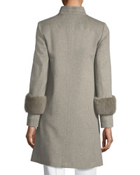 Fleurette Single Breasted Wool Coat W Mink Cuffs