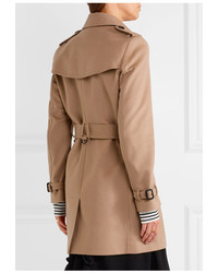 Burberry The Kensington Mid Wool And Cashmere Blend Felt Trench Coat Camel