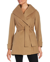 Trina By Trina Turk Solid Wrap Front Coat