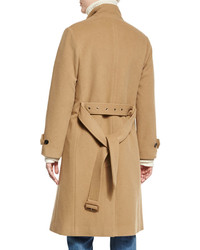 Vince Wool Blend Double Breasted Trenchcoat Camel
