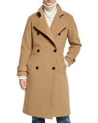 Vince Wool Blend Double Breasted Trenchcoat Camel