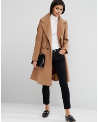 Asos Wool Blend Skater Coat With Raw Edges