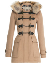Burberry Brit Wool Duffle Coat With Fur