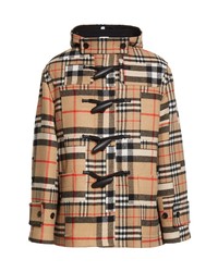 Burberry Check Hooded Wool Cashmere Duffle Coat