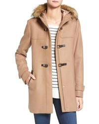 Cole Haan Signature Cole Haan Hooded Duffle Coat With Faux Fur Trim