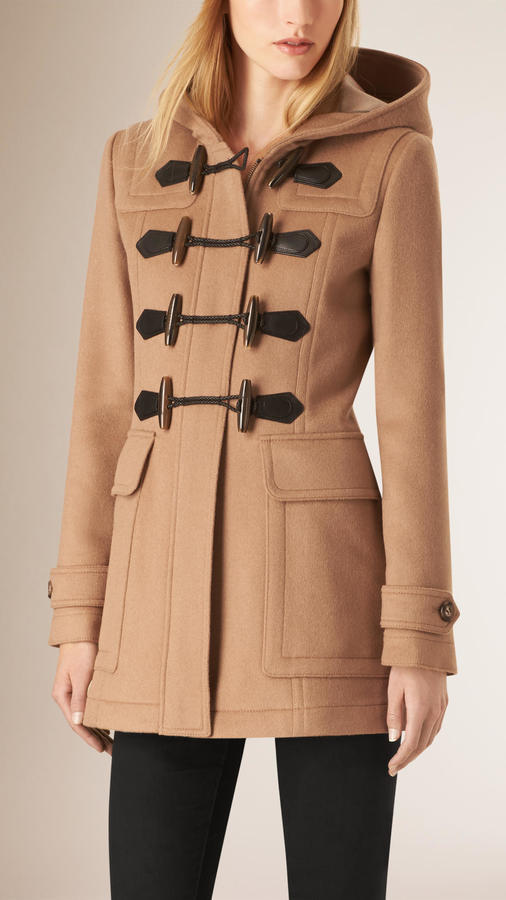 burberry fitted wool duffle coat