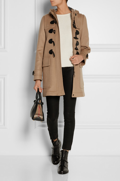 Burberry Hooded Wool Felt Duffle Coat Camel, $995  |  Lookastic