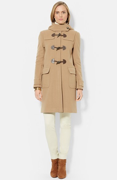 Lauren Ralph Lauren Stand Collar Wool Blend Duffle Coat, $365