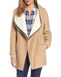 BCBGeneration Asymmetrical Hooded Wool Blend Coat