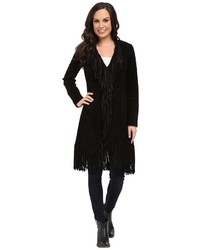 Scully Helena Long Soft Suede Fringe Leopard Lining Coat