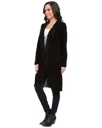 Scully Helena Long Soft Suede Fringe Leopard Lining Coat