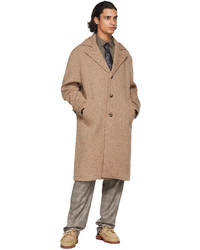 Etro Beige Brown Wool Twill Pattern Coat
