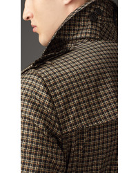 Burberry Mid Length Tweed Graphic Technical Trench Coat