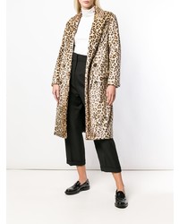 Alberto Biani Leopard Print Double Breasted Coat