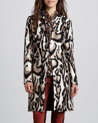 Diane von Furstenberg Mahala Leopard Silk Wool Coat