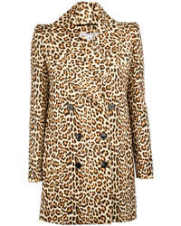 Carven Printed Wool Leopard Double Button Coat 42
