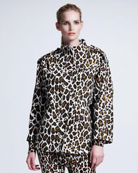 Stella McCartney Leopard Print Linen Cocoon Coat