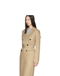 Victoria Beckham Beige Linen Wear Coat