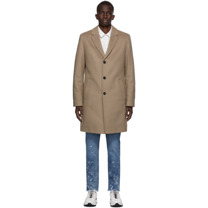 Hugo Beige Malte Coat, $500 | SSENSE | Lookastic