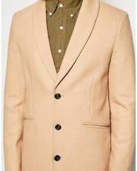 Asos Brand Overcoat With Shawl Collar In Camel