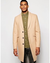 Asos Brand Overcoat With Shawl Collar In Camel