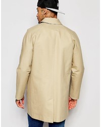 Asos Brand Single Breasted Shower Resistant Trench Coat In Stone
