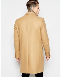Asos Brand Wool Overcoat In Camel