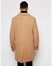Asos Brand Wool Rich Overcoat In Camel
