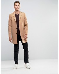 Selected Homme Overcoat In Cashmere Mix In Camel