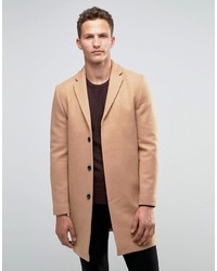 Selected Homme Overcoat In Cashmere Mix In Camel