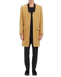 Tim Coppens Melton Overcoat With Zip Off Scarf Tan Size 50 Eu