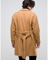 Asos Overcoat With Belt In Camel