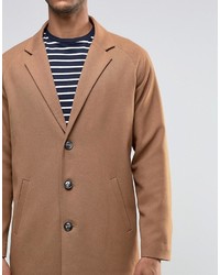 Asos Single Breasted Overcoat In Camel