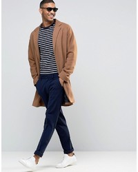 Asos Single Breasted Overcoat In Camel