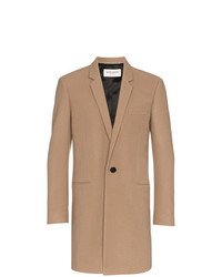Saint Laurent Single Breasted Virgin Wool Cashmere Blend Overcoat